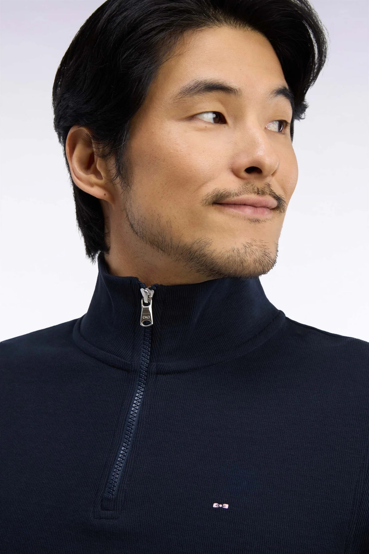 Eden Park - Cotton Fleece Trucker Neck Quarter-Zip Sweatshirt, Navy