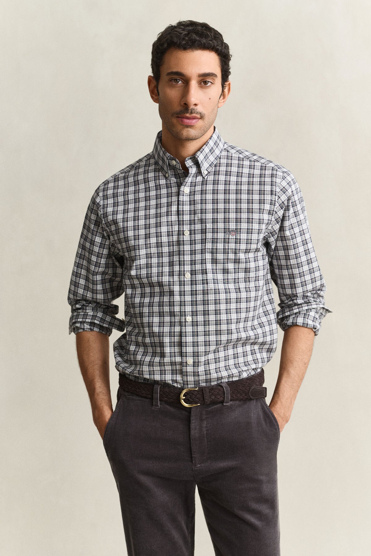 GANT - Reg Poplin Check Shirt, Mist Taupe
