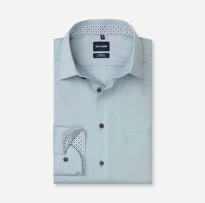 OLYMP - Luxor Modern Fit New Kent Business Shirt, Mint Green