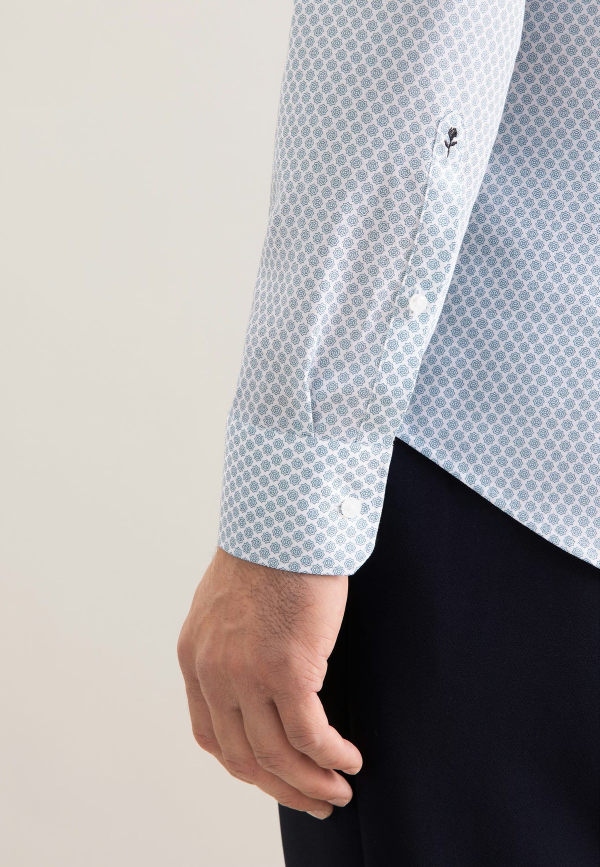 Seidensticker - Slim Fit Shirt, Turquoise Print