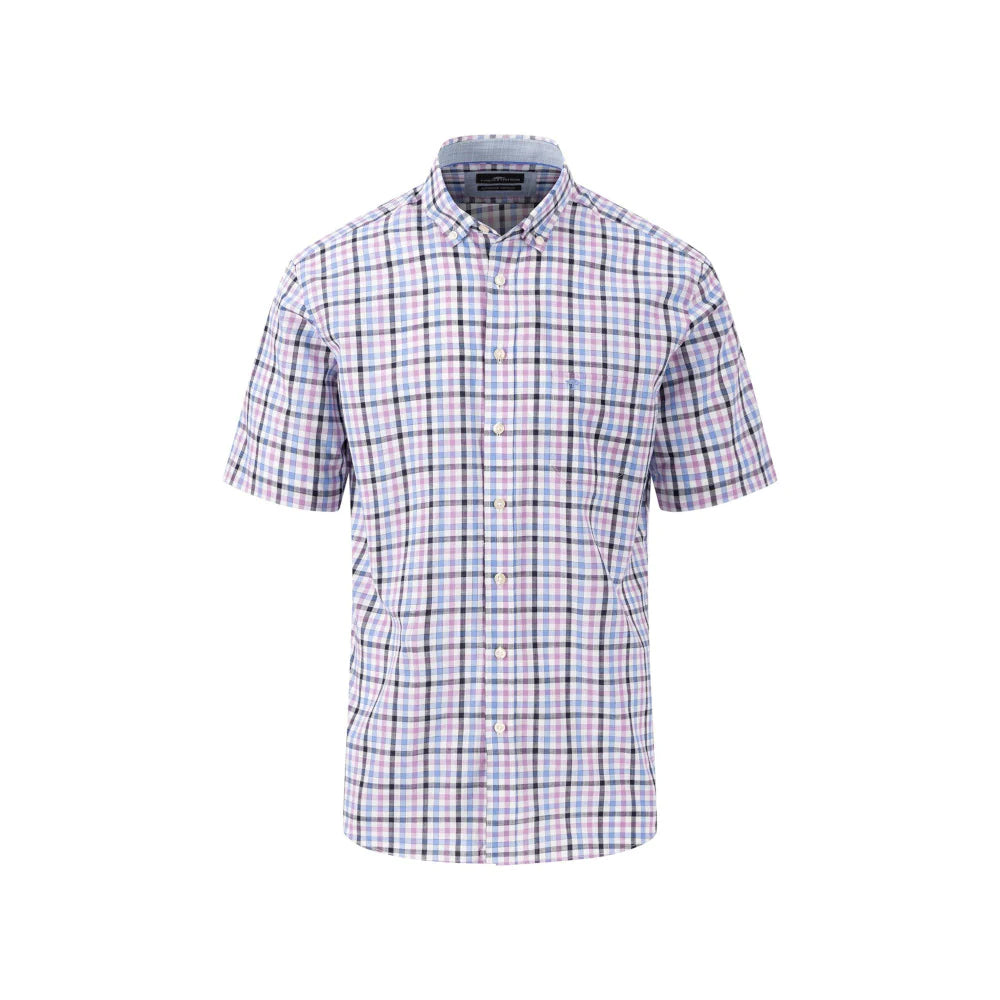 Fynch Hatton - Short Sleeve Checkered Shirt, Dusty Lavender