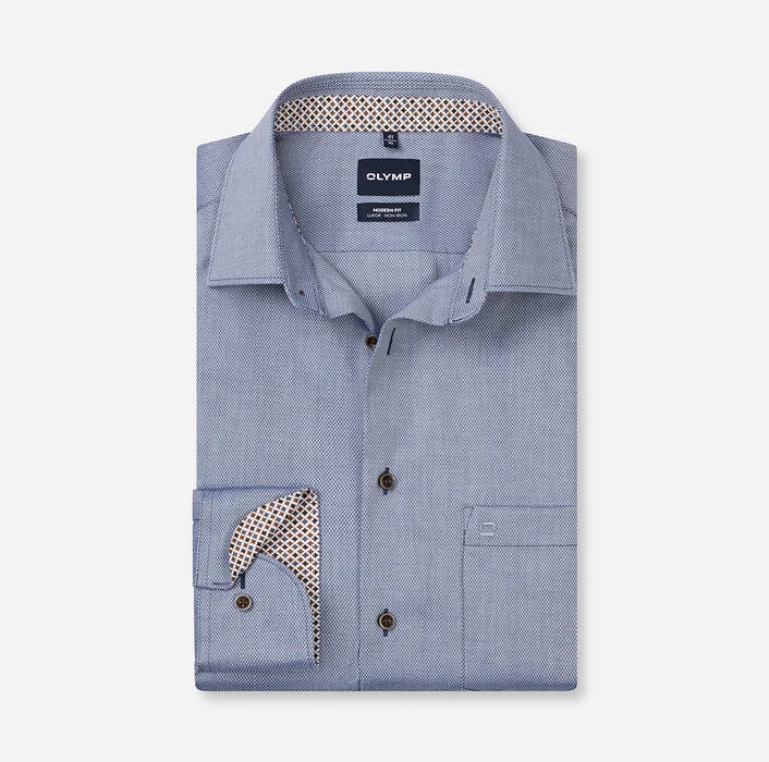 OLYMP - Luxor Modern Fit New Kent Business Shirt, Pale Navy