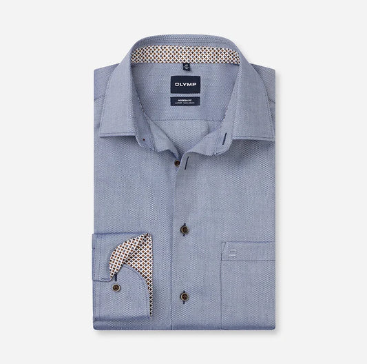 OLYMP - Luxor Modern Fit New Kent Business Shirt, Pale Navy