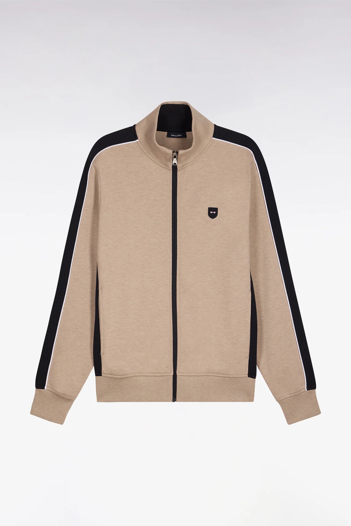 Eden Park - Interlock Zip-Up Sweatshirt, Beige Contrast
