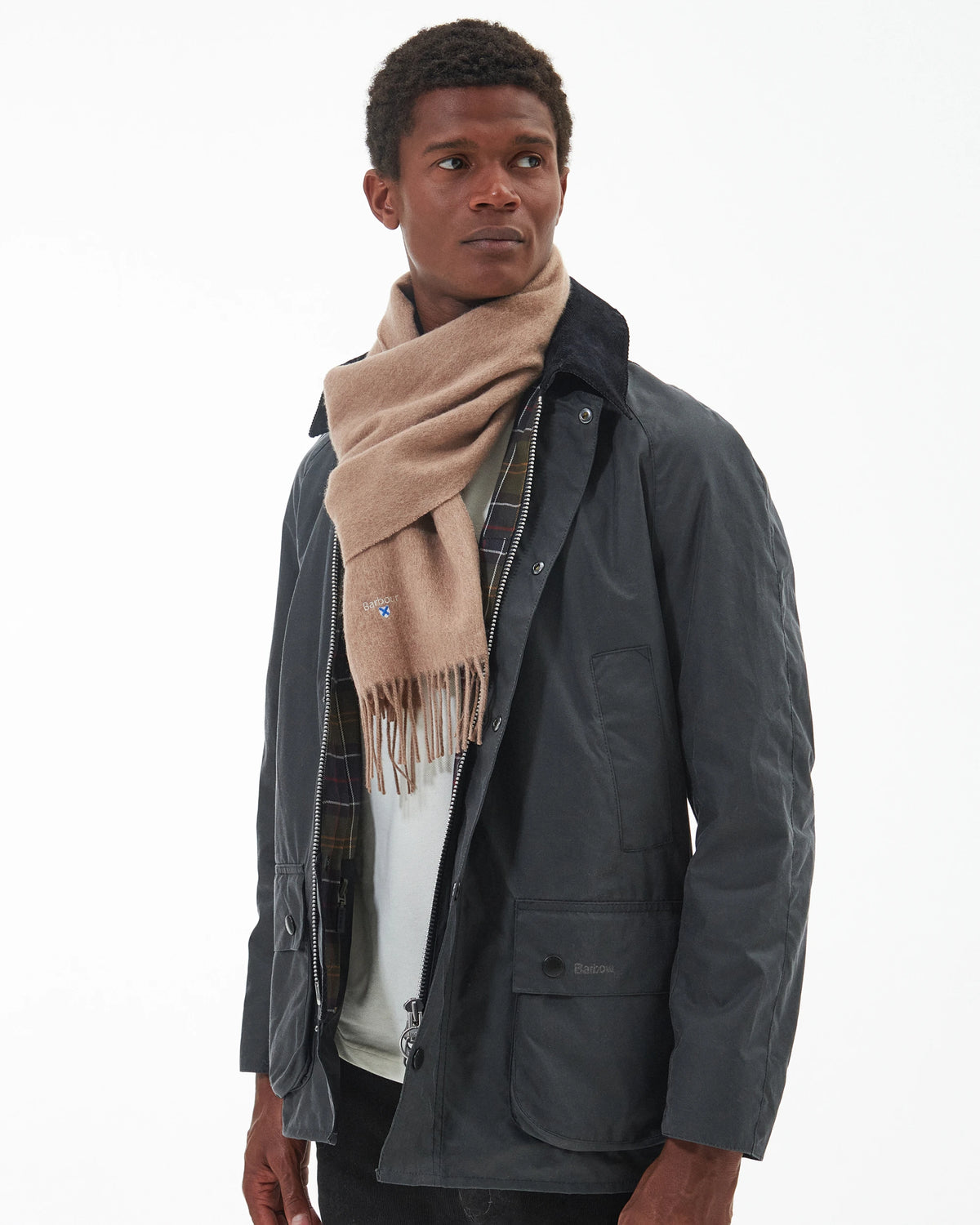 Barbour - Plain Lambswool Scarf, Light Brown
