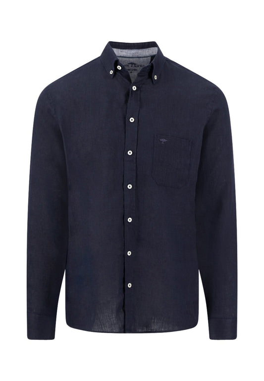 Fynch Hatton - Linen Button-Down Collar Shirt, Navy