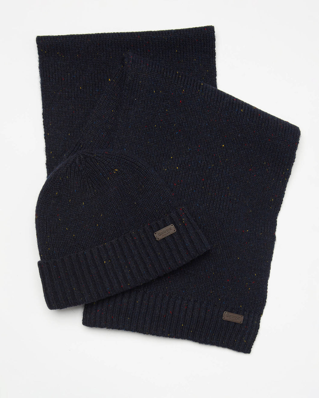 Barbour - Carlton Fleck Beanie And Scarf Gift Set, Navy