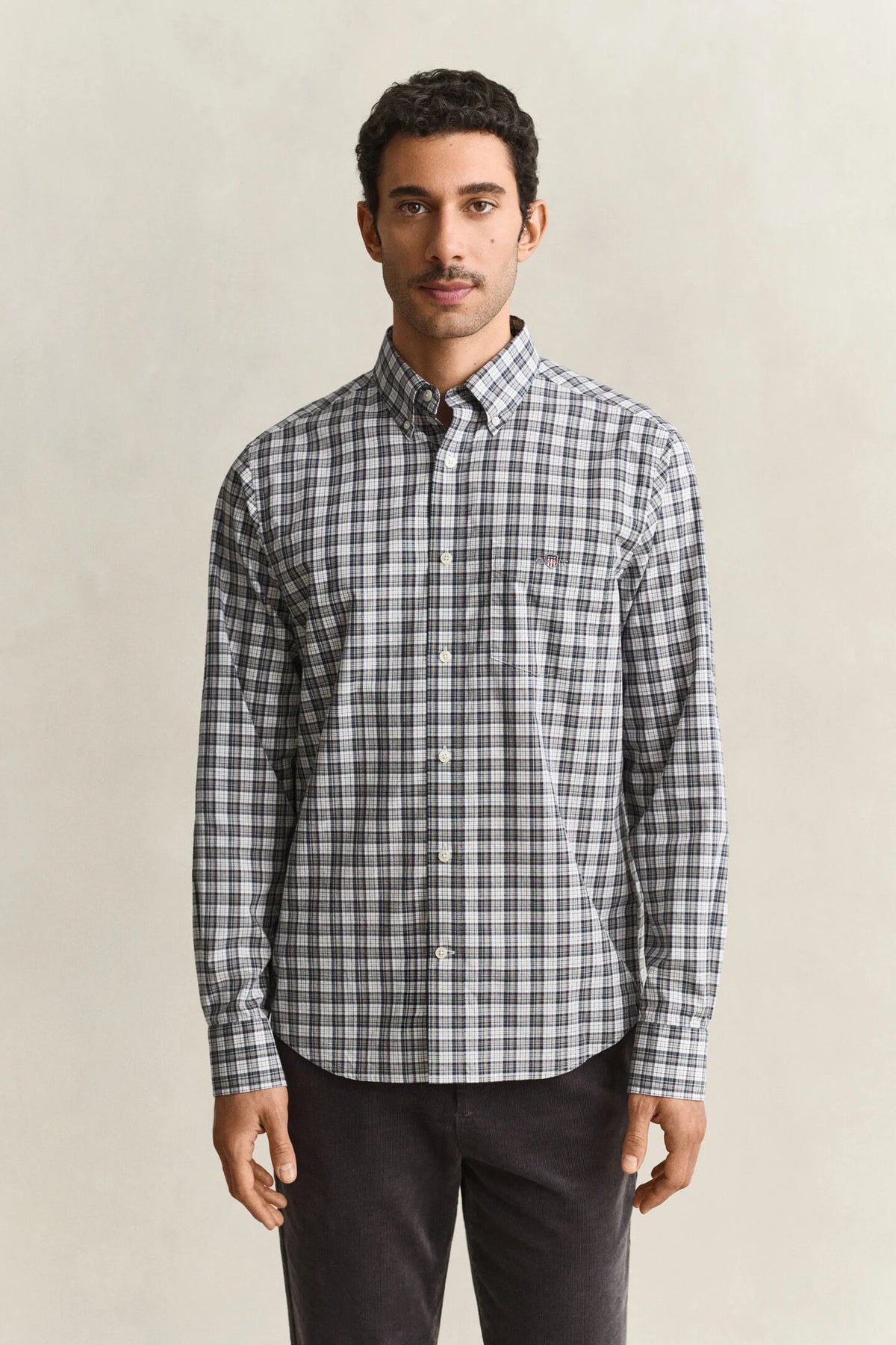 GANT - Reg Poplin Check Shirt, Mist Taupe