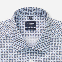Load image into Gallery viewer, OLYMP - Luxor Modern Fit Business Shirt, New Kent, Marine / Brown Pattern
