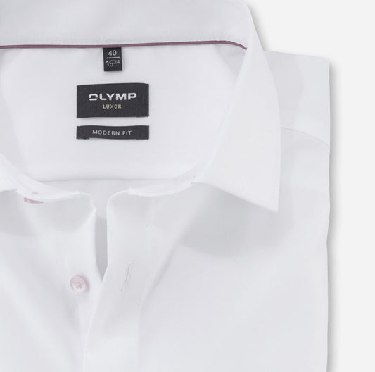OLYMP -  Modern Fit, White Shirt Pink Button