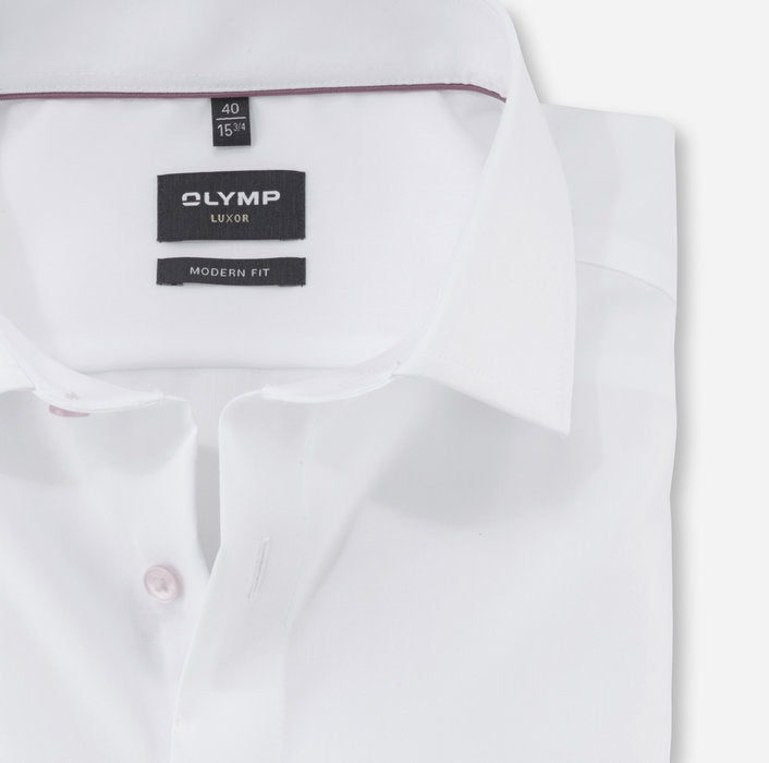 OLYMP -  Modern Fit, White Shirt Pink Button
