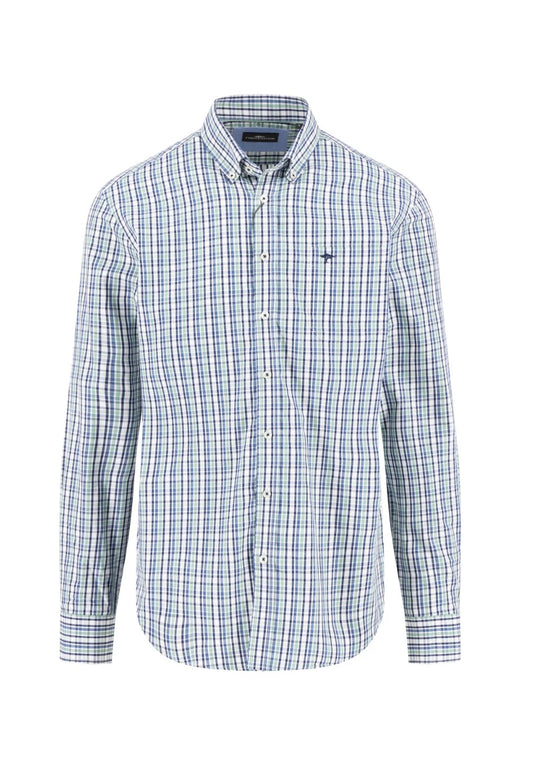 Fynch Hatton - Check Pattern Cotton Shirt, Fern