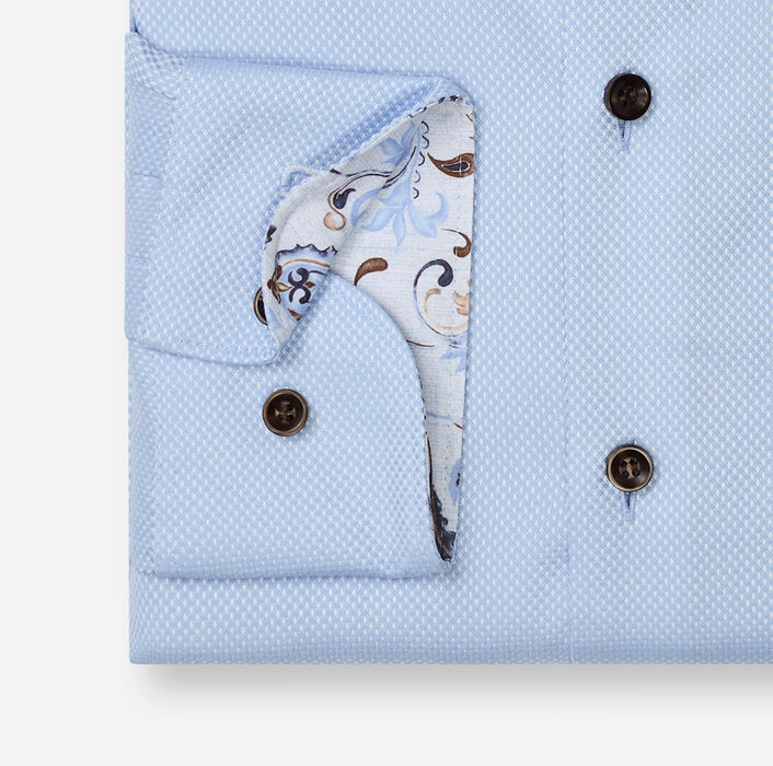 OLYMP - Level Five Body Fit Royal Kent Business Shirt, Bleu Textured