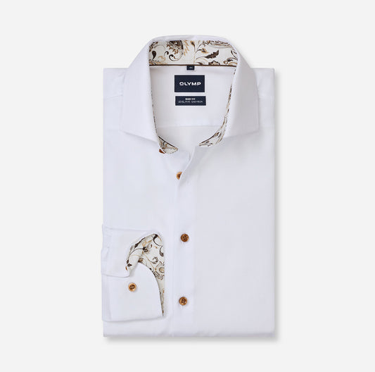 OLYMP - Level Five Body Fit Royal Kent Business Shirt, White Textured