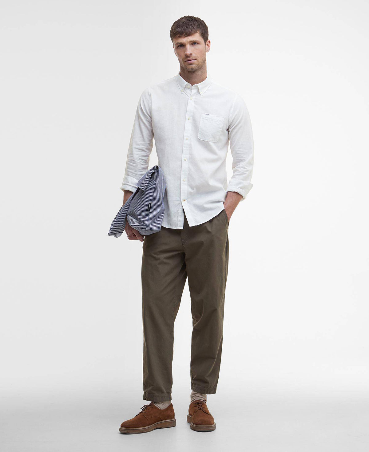 Barbour - Nelson Linen Blend Long-Sleeved Tailored Shirt, White