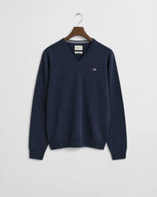 Load image into Gallery viewer, Gant -  Superfine Lambswool V-Neck, Dark Navy Melange (S &amp; L Only)
