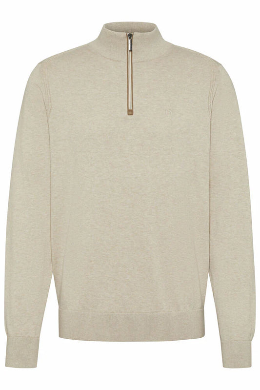 Bugatti - Knit Troyer Trimmed 1/4-Zip, Stone Beige (3XL)