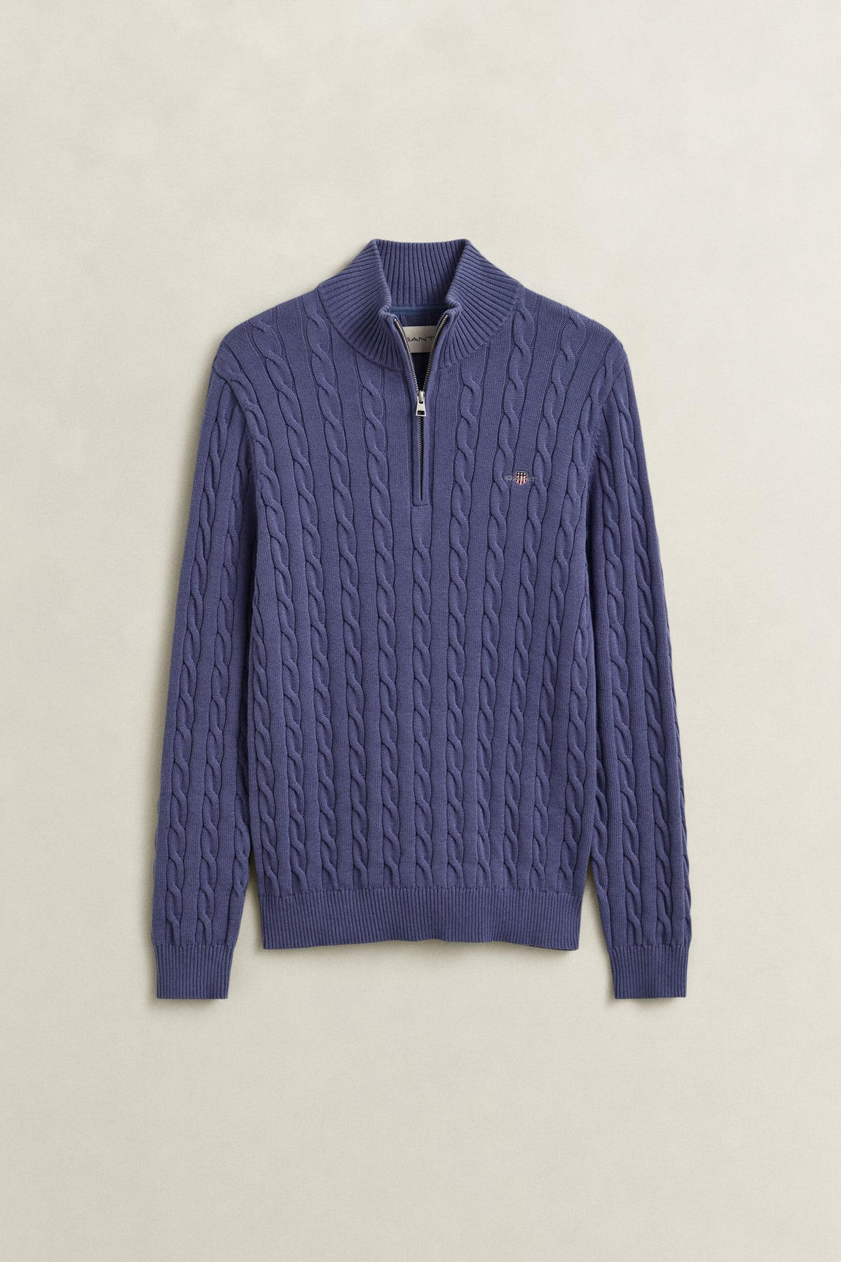 GANT - Cable Knit Half-Zip Sweater, Blue Horizon