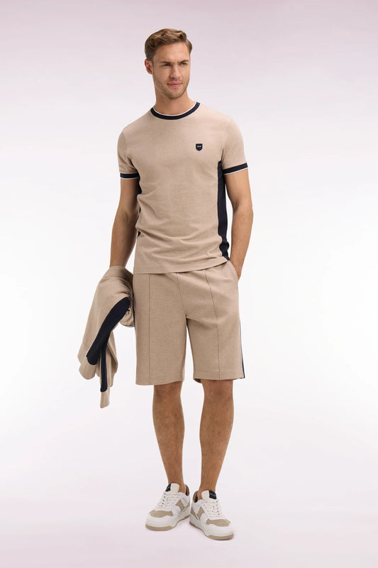 Eden Park - Cotton Short-Sleeved Slim Fit Stretch T-Shirt, Beige