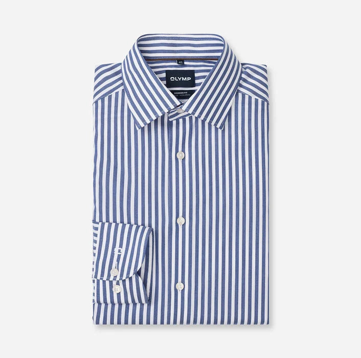 OLYMP - Luxor Modern Fit New Kent Business Shirt, Navy Stripe