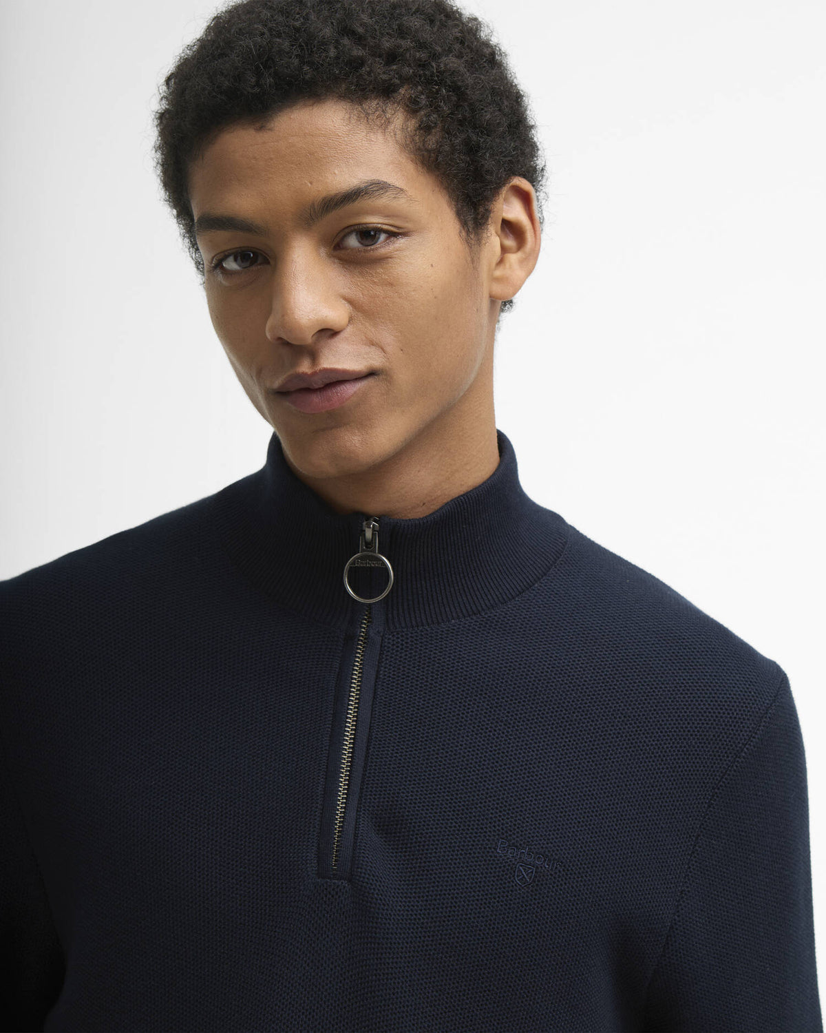 Barbour - Essential Honeycomb Half Zip Sweater, Navy