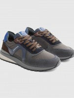 Load image into Gallery viewer, Ambitious - Teddy Panel Sneaker, Grey/Navy, Trent
