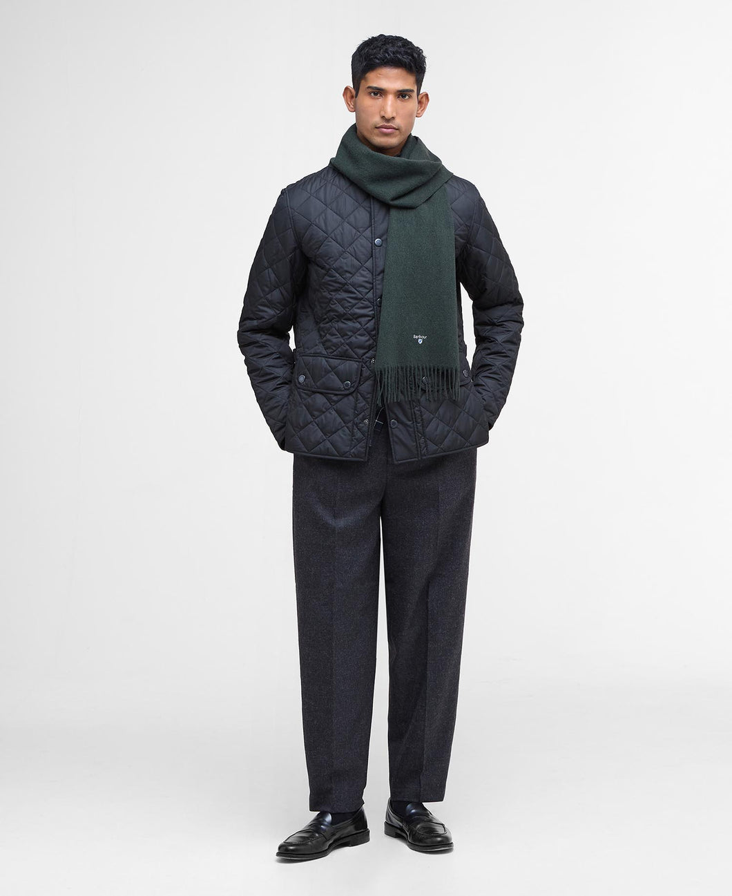 Barbour - Plain Lambswool Scarf, Forest Green