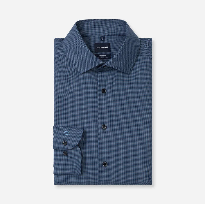 OLYMP - Luxor 24/Seven Modern Fit Global Kent Business Shirt, Smoke Blue