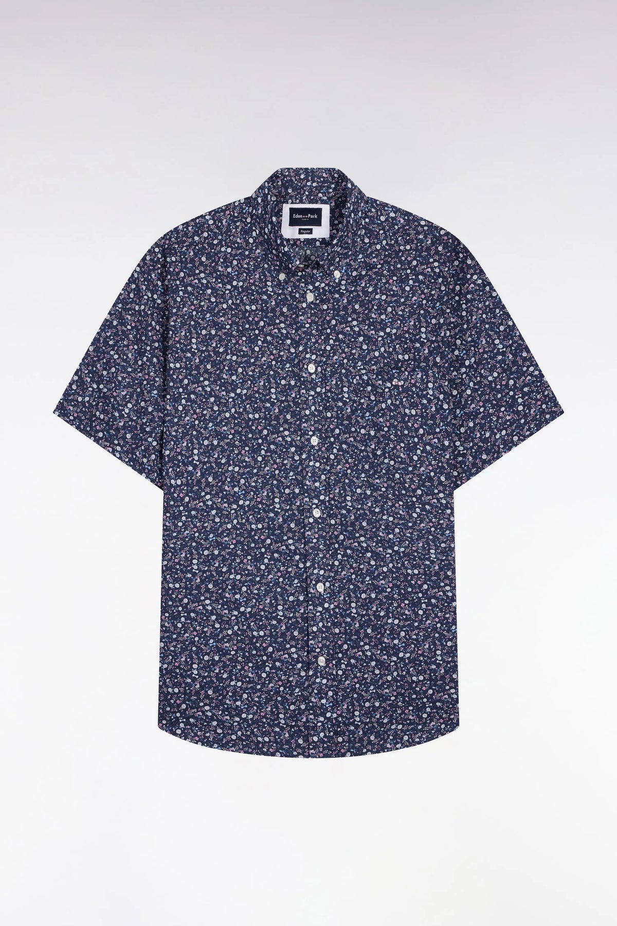 Eden Park - Short-Sleeve Cotton Poplin Shirt, Navy Floral
