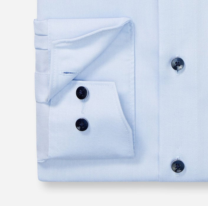 OLYMP - Luxor Modern Fit Business Shirt, Light Blue / Navy Buttons