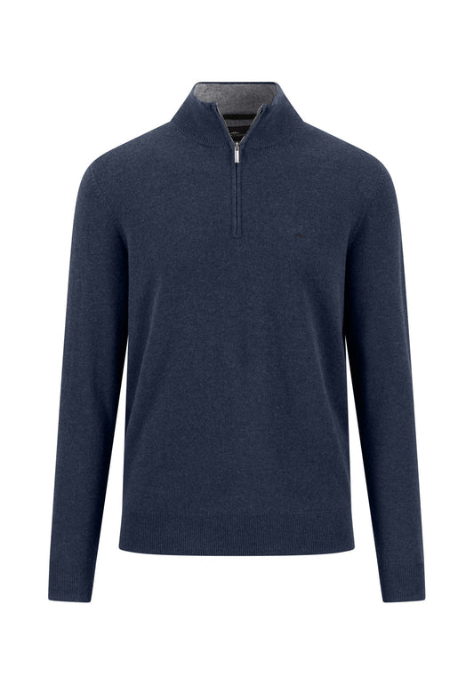 Fynch Hatton - Merino Cashmere Half-Zip, Ink Blue (3XL)