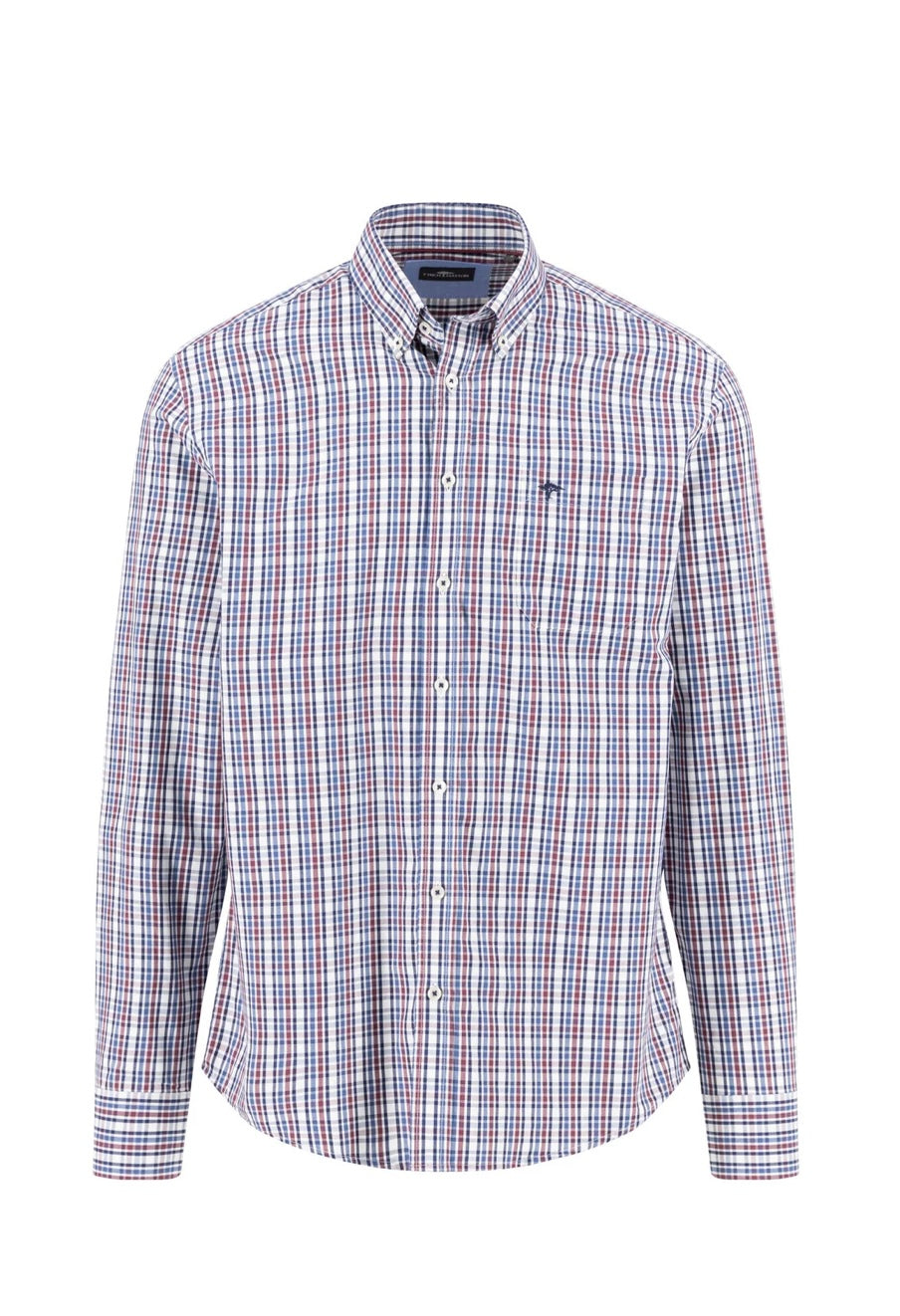 Fynch Hatton - Check Pattern Cotton Shirt, Deep Merlot