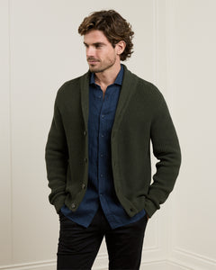 Magee - Inver Rib Cardigan, Forest Green