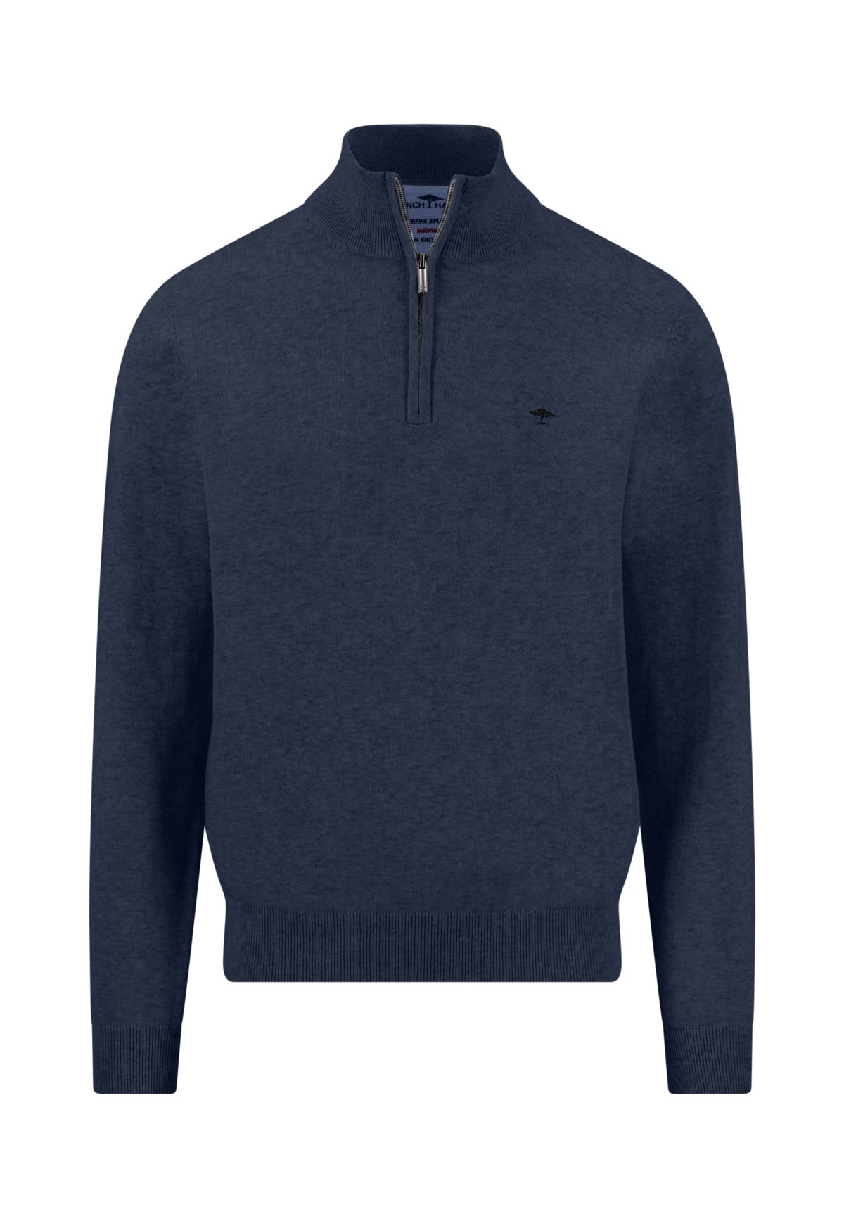 Fynch Hatton - Superfine Stand-Up-Collar Cotton Half-Zip, Ink Blue