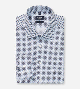 OLYMP - Luxor Modern Fit Business Shirt, New Kent, Marine / Brown Pattern