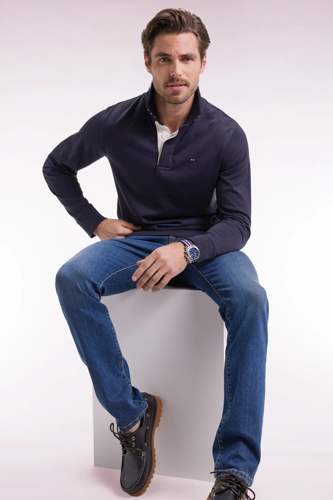 Eden Park - Long-sleeved Cotton Jersey, Navy
