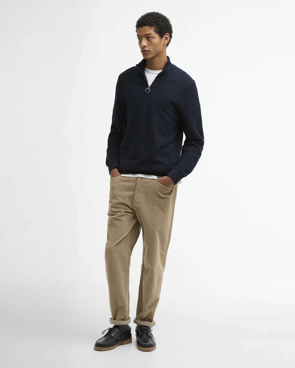 Barbour - Essential Honeycomb Half Zip Sweater, Navy