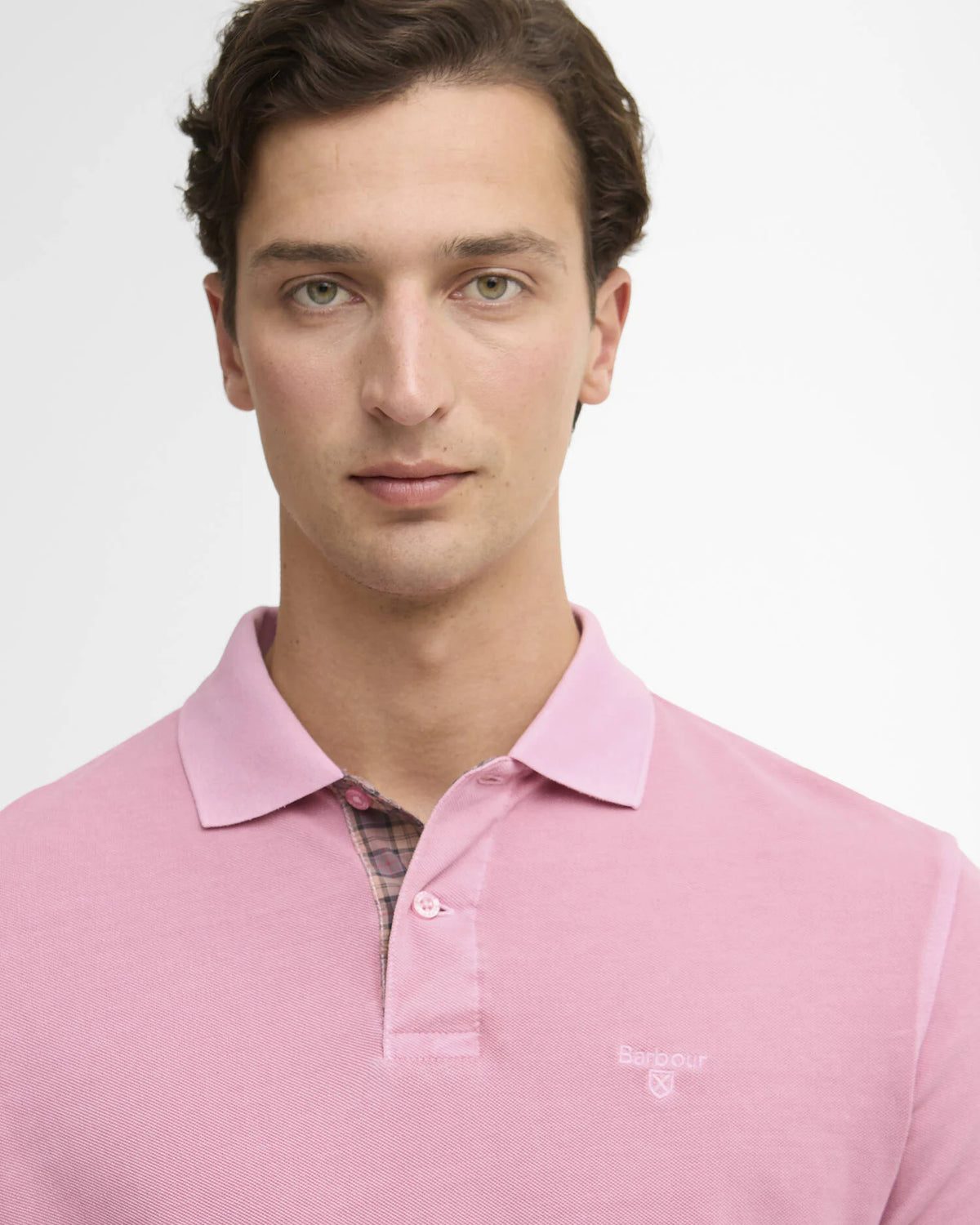 Barbour - Washed Tartan Tailored Fit Pique Polo Shirt - Washed Pink