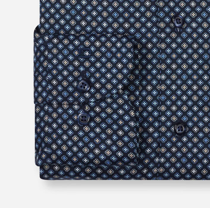 OLYMP - Luxor Modern Fit Global Kent Business Shirt, Marine Pattern