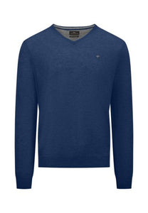 Fynch Hatton - V-Neck Sweater, Night Blue