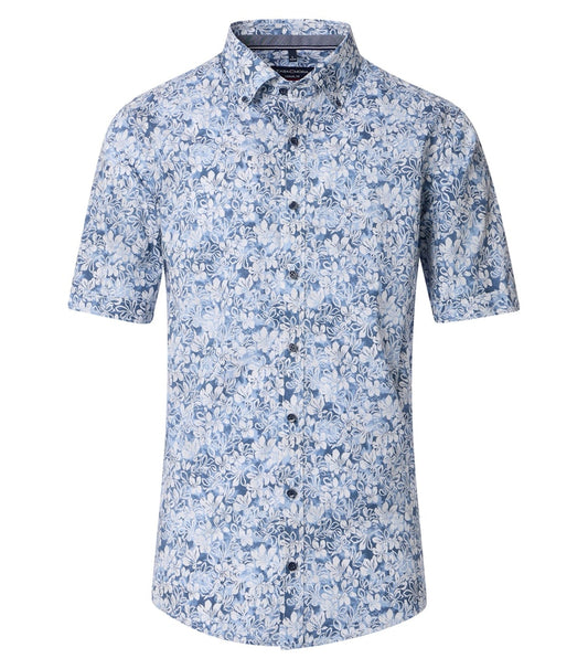 Casa Moda - Short Sleeve Shirt, Flower Blue