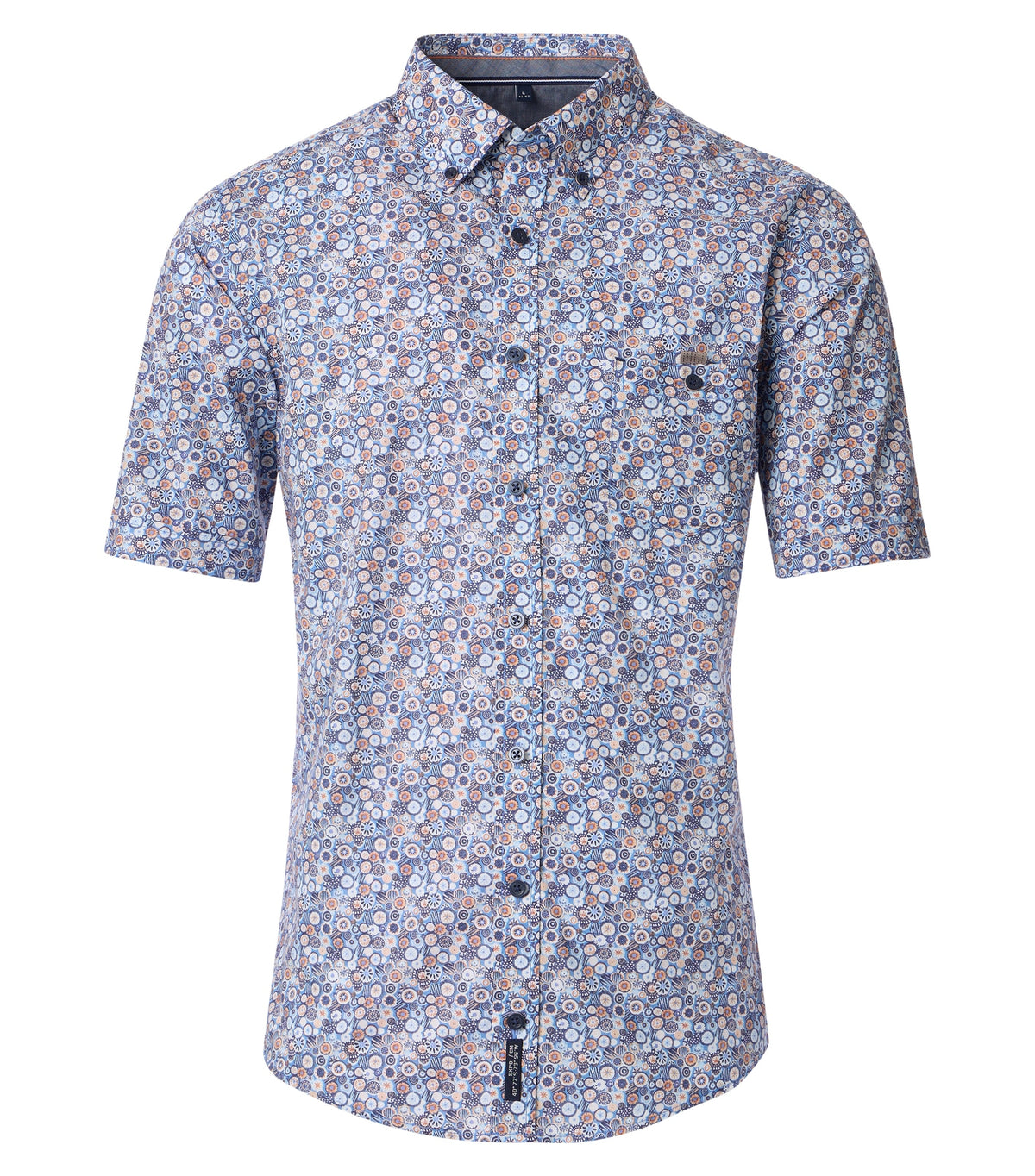 Casa Moda - Short Sleeve Shirt, Blue Circles