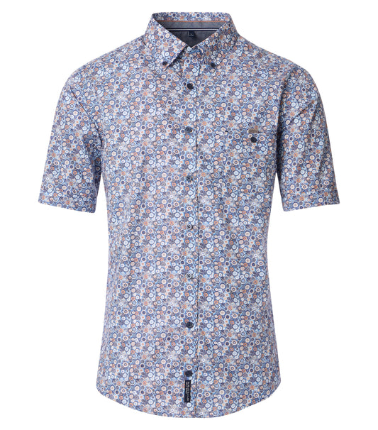 Casa Moda - Short Sleeve Shirt, Blue Circles