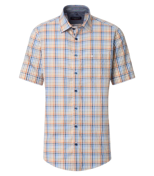 Casa Moda - Short Sleeve Shirt, Orange Check