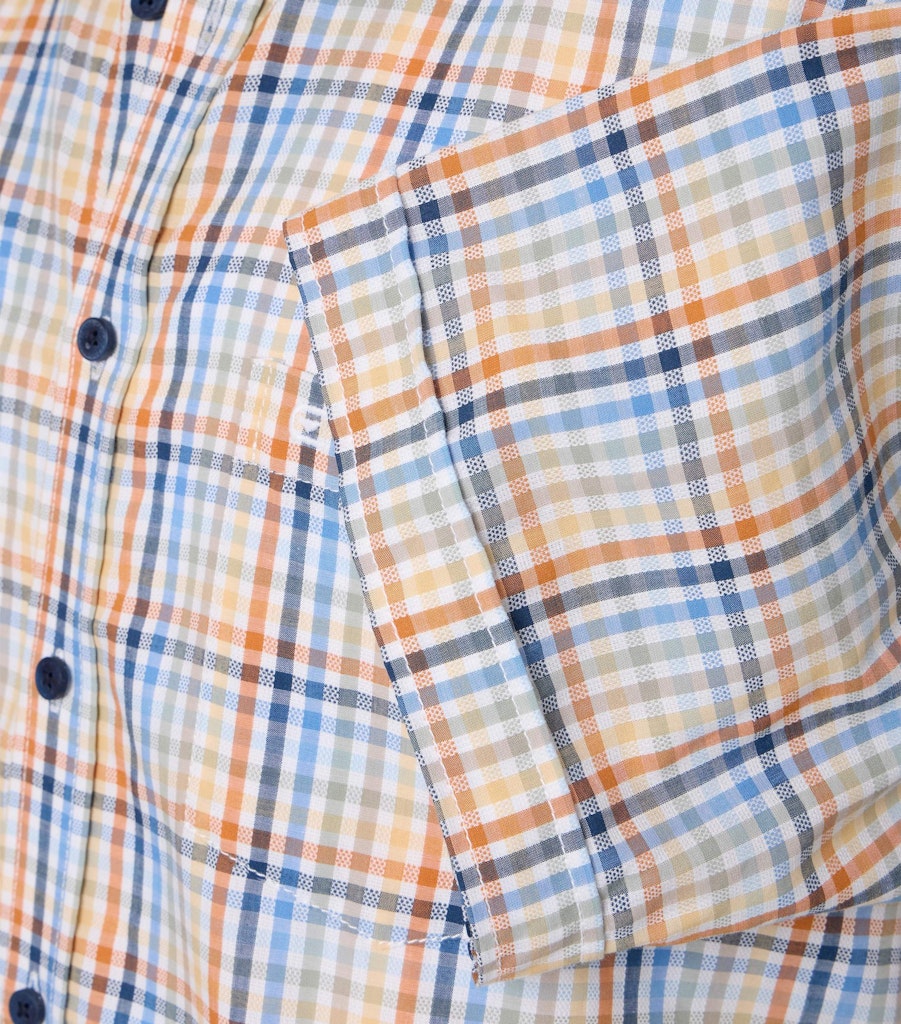 Casa Moda - Short Sleeve Shirt, Orange Check