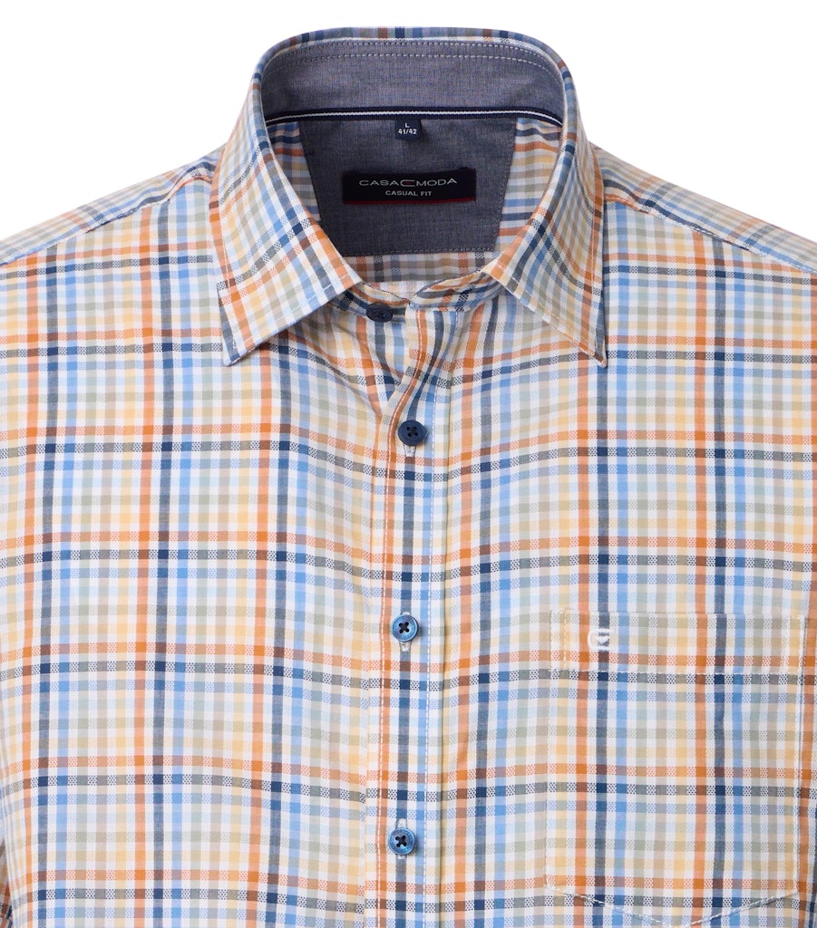 Casa Moda - Short Sleeve Shirt, Orange Check