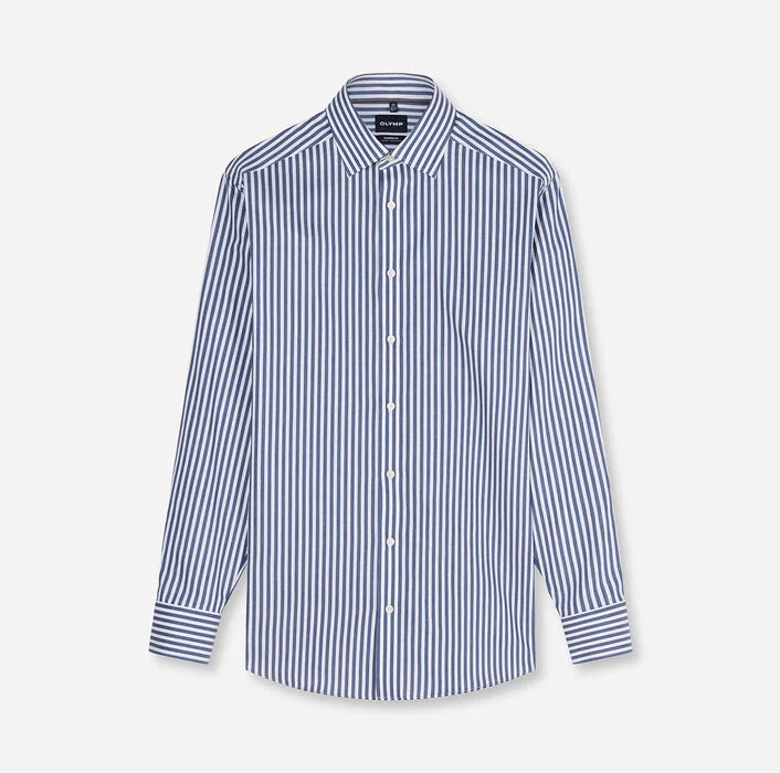 OLYMP - Luxor Modern Fit New Kent Business Shirt, Navy Stripe
