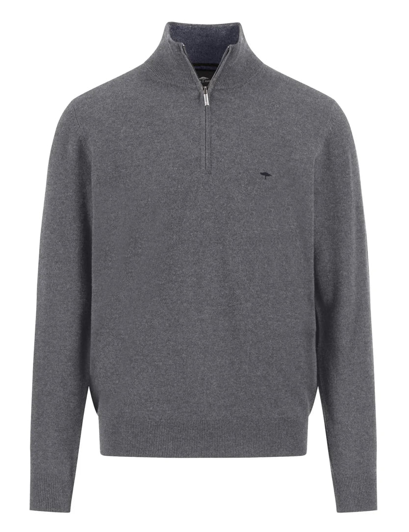 Fynch Hatton - Merino Cashmere, Quarter Zip, Steel