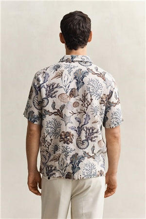 Gant - Reg AOP Camp Collar Shirt, Oat Beige