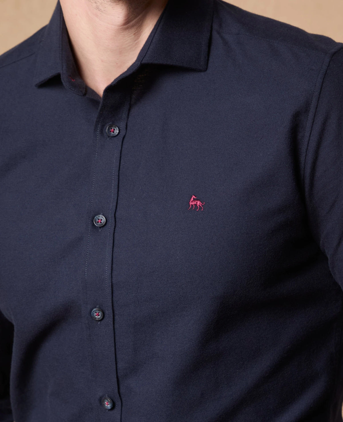 Magee - Tailored Fit Kippure Brushed Cotton Shirt, Navy